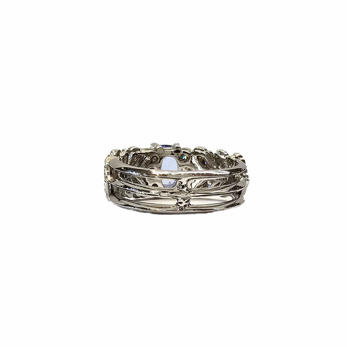 Bague 51 Bague en platine 850, diamants et saphir bleu naturels 58 Facettes CA-RI-LEAF-PLBSD