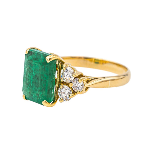 Bague 46 Bague Or jaune Emeraude, Diamant 58 Facettes 3905083CN