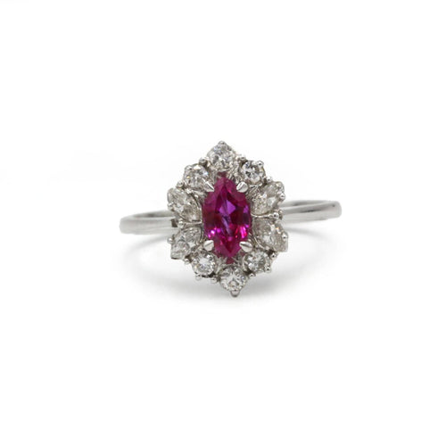 Bague 52 Bague marguerite or 750 diamants et rubis 58 Facettes 1306