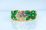 Bague 53 Bague jonc en or jaune, émeraudes navettes et diamants 58 Facettes AB576 bis