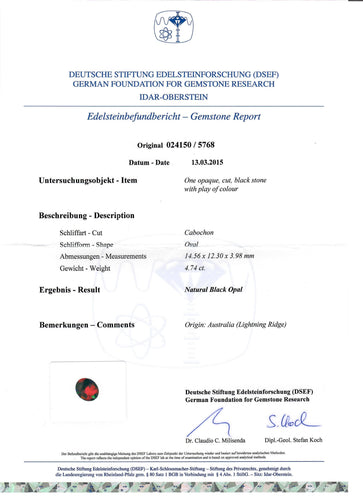 Bague 53.5 Bague opale noire d'Australie 4.74 cts, mine de Lightning Ridge 58 Facettes 248799