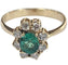 Bague 55.5 Bague rosette contemporaine en or jaune avec une émeraude de 0,6 ct AA+ et des diamants de 0,32 ct 58 Facettes E37