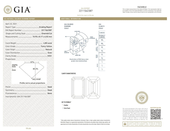 Objet d'investissement - Diamant de couleur véritable de 4,80 carats (certifié) 58 Facettes 4