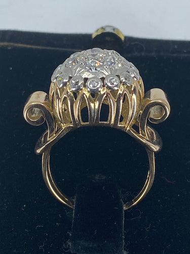Bague 51 Bague en or 18ct de forme boule sertie de diamants vers 1940/1960 58 Facettes AB41bis