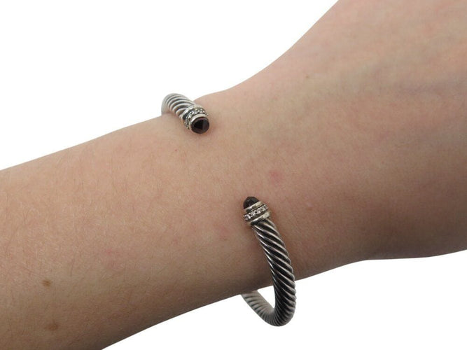 Bracelet bracelet DAVID YURMAN cable classique b04182 argent 925 5mm diamants grenat 58 Facettes 267208