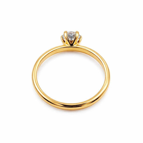Bague 57 Bague solitaire en or jaune avec un diamant naturel. 58 Facettes 50351