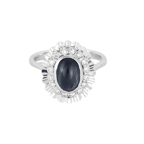 Bague 55.5 Bague or gris, saphir et diamants 58 Facettes BA491