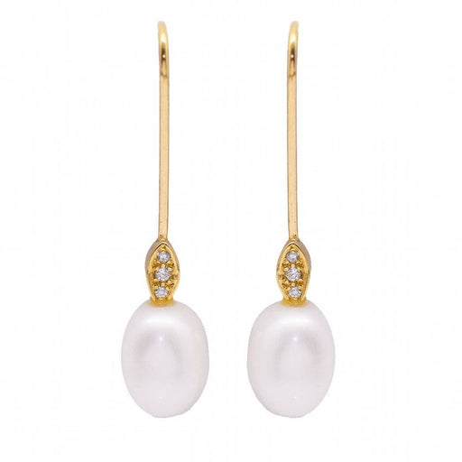 Boucles d'oreilles Boucles d'oreilles avec perle ovale et diamant 58 Facettes D360904FV