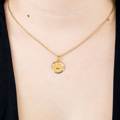 Pendentif AUGIS - Médaille d'Amour - Or jaune, diamants et rubis de synthèse 58 Facettes LEN12162