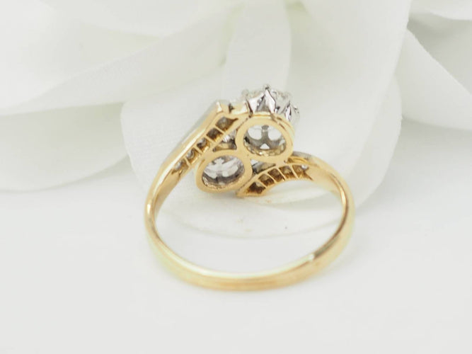 Bague 51 Bague Toi et Moi en or jaune et diamants 58 Facettes 33401