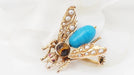 Broche Broche mouche en or jaune turquoise, oeil de tigre et perles fines 58 Facettes 32820