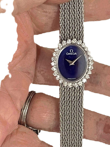 Montre OMEGA - Montre Dame or gris, diamants, lapis 58 Facettes REF. 6580
