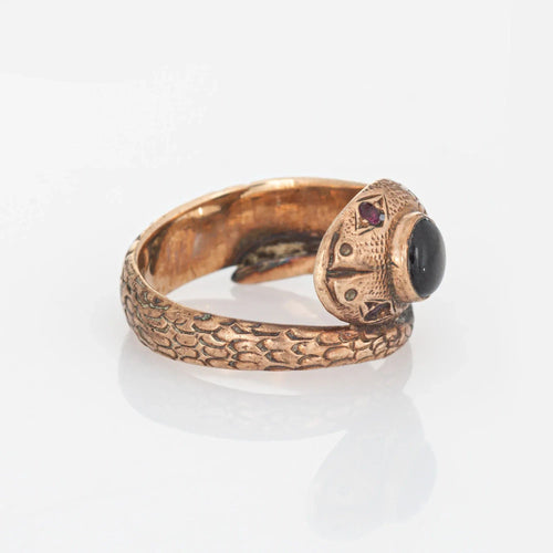 Bague 45 Bague serpent rubis saphir étoile noire, bijoux Serpent Vintage en or rose 58 Facettes G12688