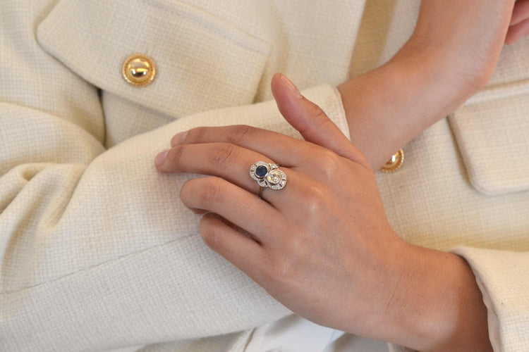 Squillo Art Deco zaffiro e diamanti