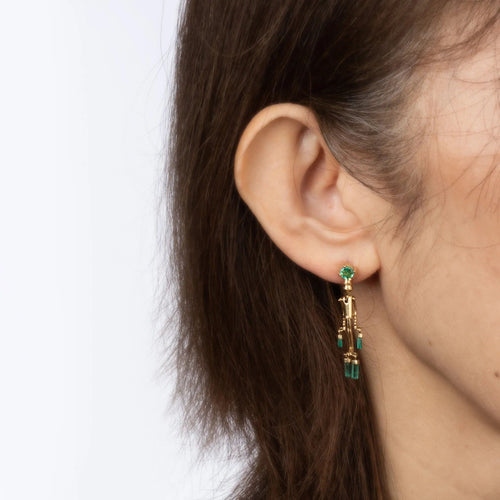 Boucles d'oreilles Boucles d'oreilles Pinocchio Emeraude Articulées Or Jaune 58 Facettes