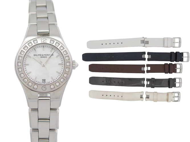 Montre montre baume & mercier linea acier diamants quartz + 5 bracelets 58 Facettes 247835