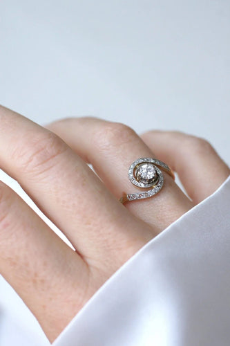 Bague 56.5 Bague or jaune platine et diamant 58 Facettes