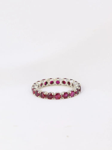 Bague Alliance américaine or blanc rubis 1,9 ct 58 Facettes J72