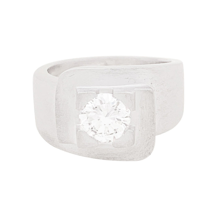 Modernist ring in white gold, diamond.