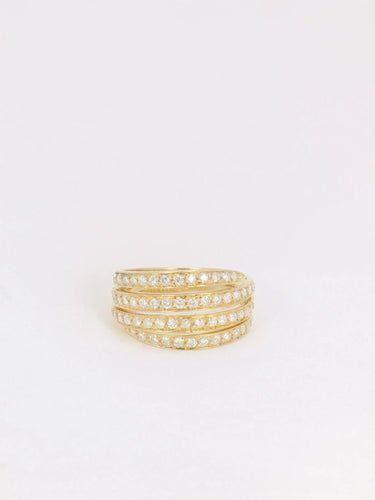 Bague 54 Bague 4 corps en or jaune et diamants 58 Facettes J132
