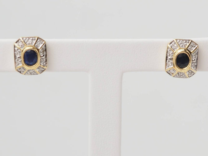 Boucles d'oreilles Boucles d'oreilles en or jaune, saphirs et diamants 58 Facettes 33450