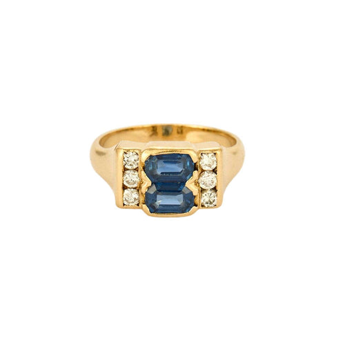 Bague 54,5 Bague or jaune, saphirs et diamants 58 Facettes SMA0067