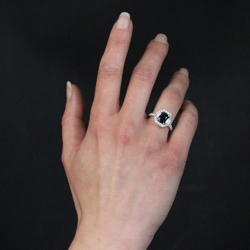 Bague 53 Bague diamants et saphir bleu intense 58 Facettes 24-155