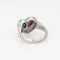 Bague Bague cœur saphir et grenat, diamants, platine, Moi et Toi, Bijouterie Fine Jewelry 58 Facettes G14133