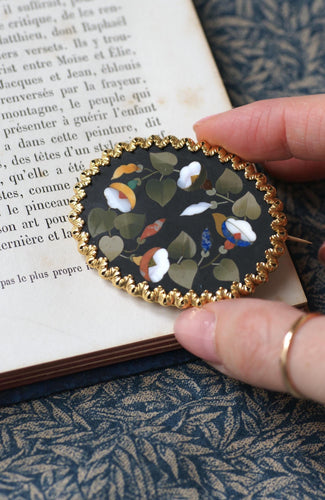 Broche Broche Fleur Pietra Dura or jaune 58 Facettes