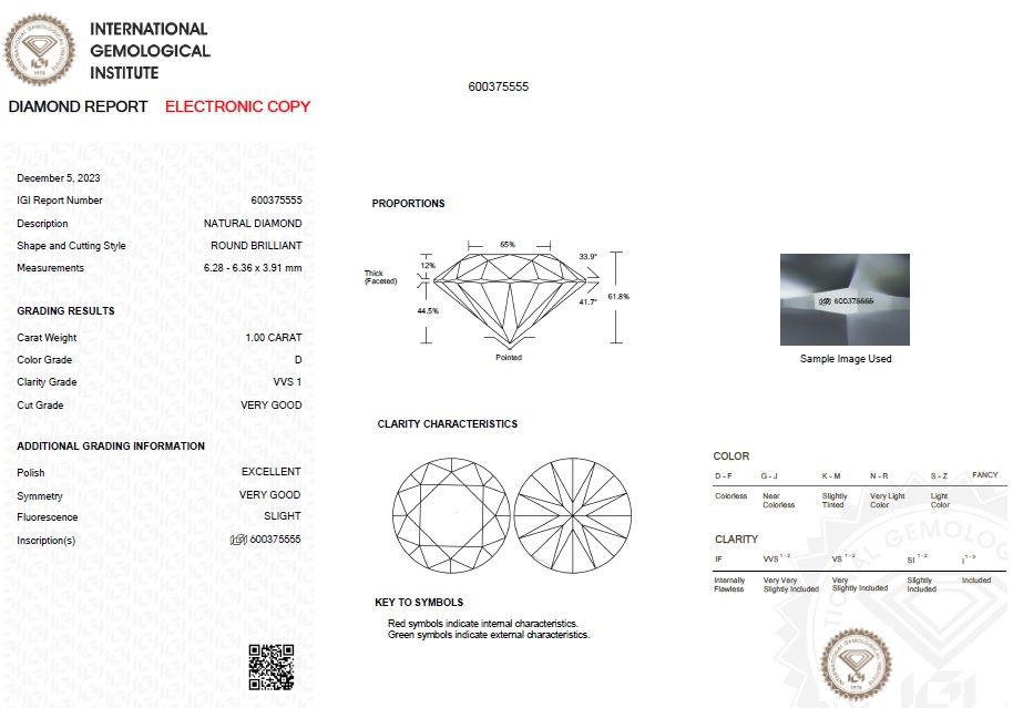 Solitärring aus Weißgold mit Diamant 1,00 ct D/VVS1 IGI-Zertifikat