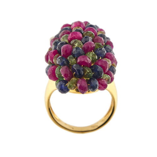 Bague 57 Bague avec rubis, saphirs et émeraudes 58 Facettes 34063