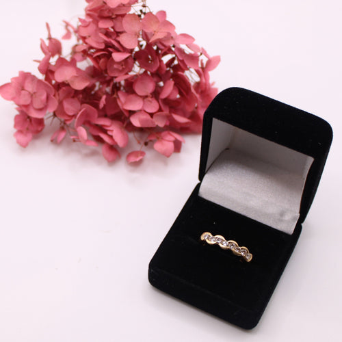 Bague Alliance Demi-tour diamants sertis sur or jaune 58 Facettes