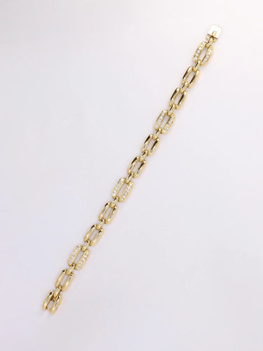 Bracelet Bracelet vintage maille rectangle or jaune diamants 58 Facettes 1085.1