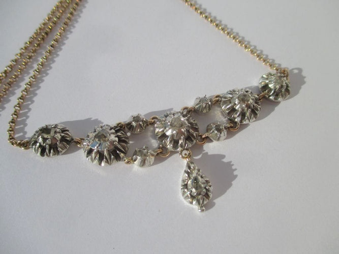 Collier Collier provençal XIXe rivière d’Arles Diamants or rose et argent 58 Facettes