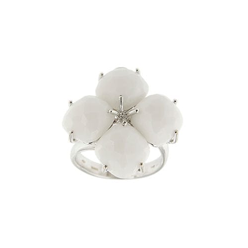 Blomster-ring med hvid onyx 