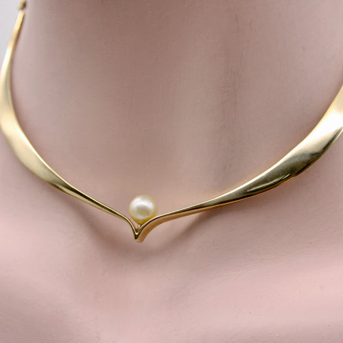 Collier Collier en or jaune avec perle 58 Facettes