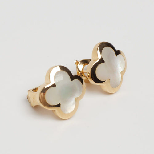 Boucles d'oreilles Van Cleef & Arpels - Boucles d’oreilles Pure Alhambra Nacre en or jaune 58 Facettes