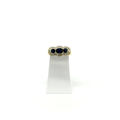 Bague 51 Bague or jaune, saphirs et diamants 58 Facettes Z15B51729