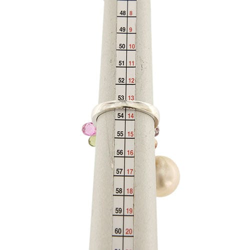 Bague 53 Bague perle, pierres de couleur et diamants 58 Facettes 30439