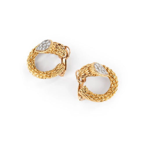 Boucles d'oreilles Boucheron - Boucles d'oreilles Vintage Serpent Bohème or jaune et diamants 58 Facettes 1