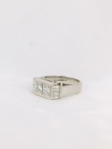 Bague Bague géométrique or blanc platine diamants 58 Facettes J195