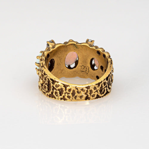 Bague 48 Bague en or jaune, opale et diamant des années 60 58 Facettes G14025