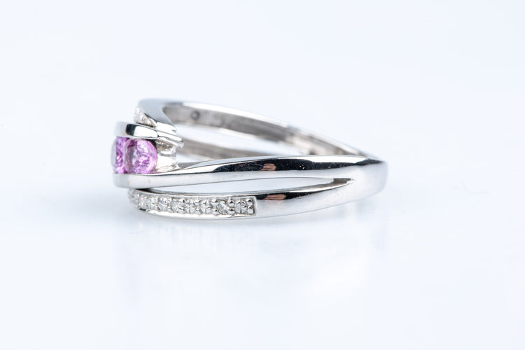 Bague 55 Bague or blanc, améthystes et diamants 58 Facettes BG-NE352-107