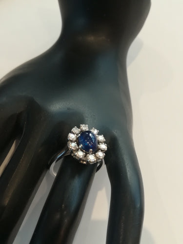 Bague 52 Bague Ancienne Or Blanc Platine Saphir Cabochon 58 Facettes