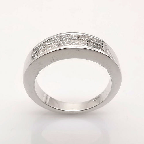 Bague 50 Alliance or blanc & diamants 58 Facettes