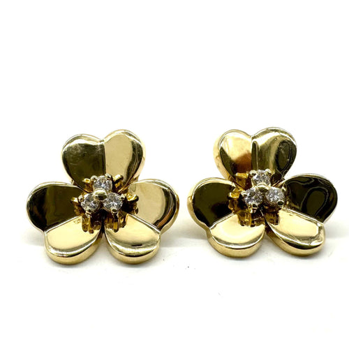 Boucles d'oreilles Boucles d'oreilles trèfle or jaune et diamants 58 Facettes Z15B51649