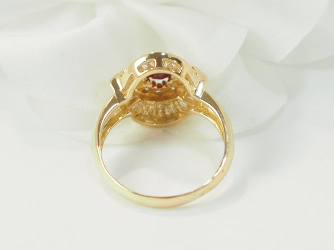 Bague 59 Bague jupe en or jaune, rubis et diamants 58 Facettes 33440