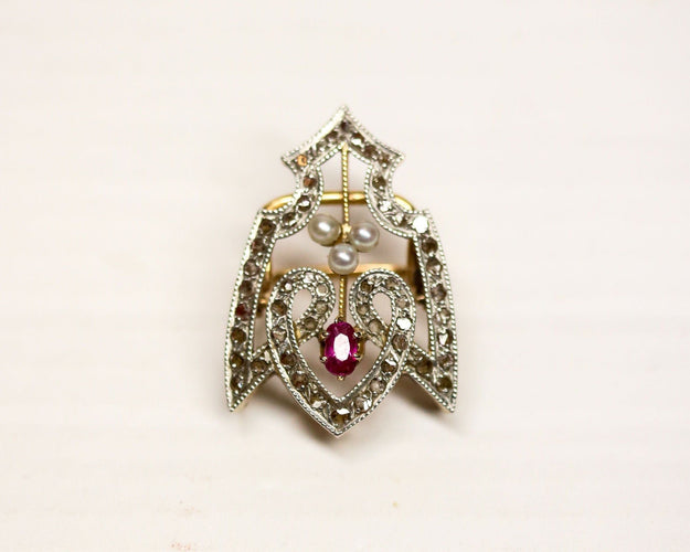 Collier Coulant de Sautoir ou Pendentif en Or jaune, Rubis et Perles 58 Facettes A11577