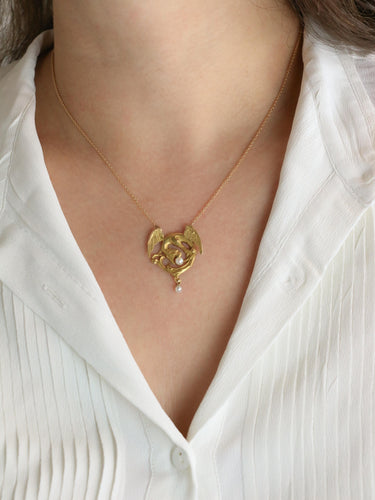 Collier Collier Art Nouveau Chimère or jaune perles 58 Facettes 1108.3