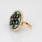Bague 49 Bague vintage en or jaune avec diamants et perles, émail vert, grande taille, ronde 58 Facettes G11415